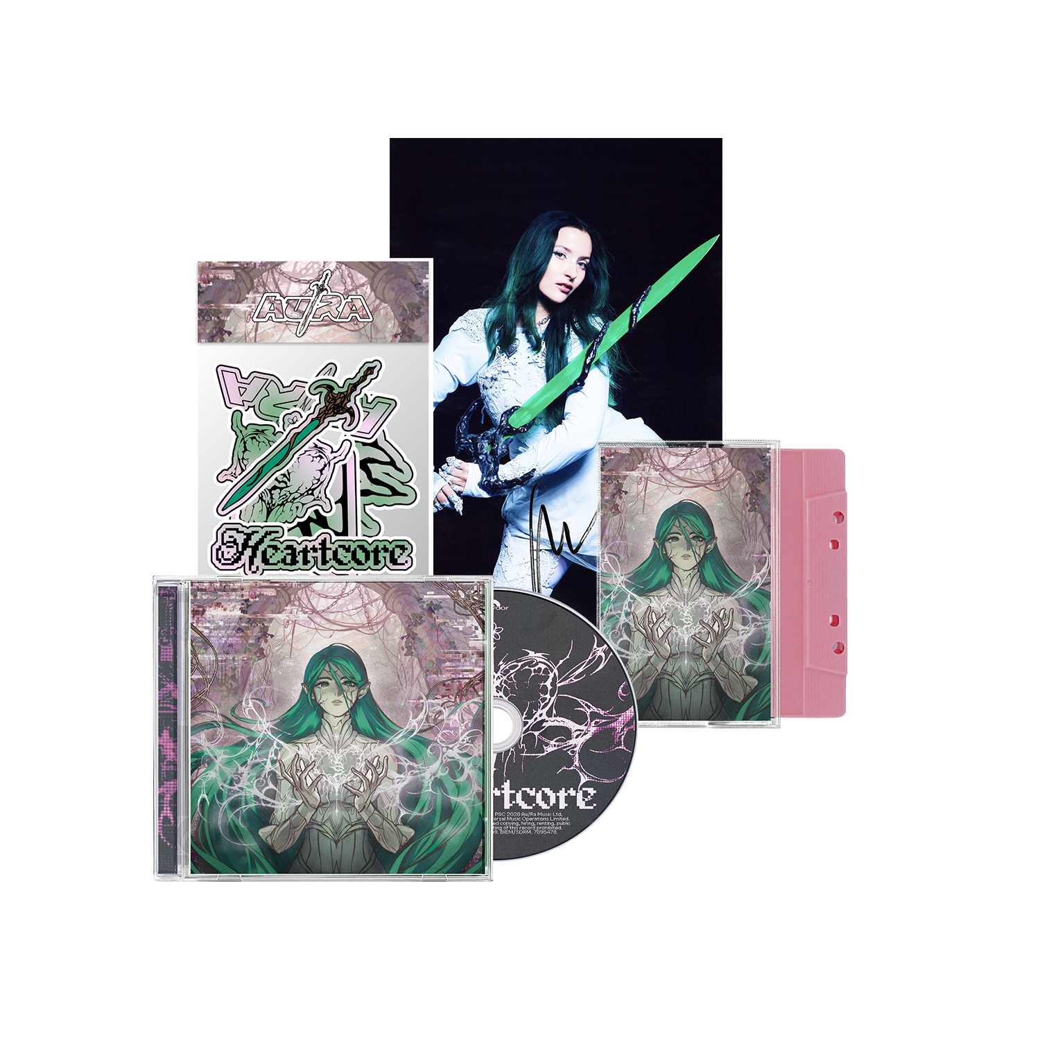heartcore CD, Cassette, Sticker Pack + Signed Print