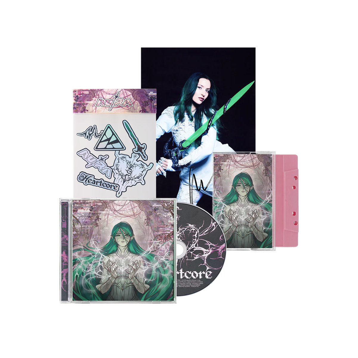 heartcore CD, Cassette, Sticker Pack + Signed Print